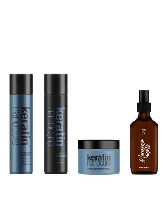 Keratin Nanocure® Hydration Shampoo500 ml +Conditioner 500ml +Hydration Mask 250ml +Oil 100ml