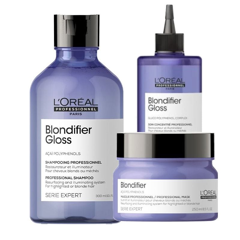 L’Oreal Professionnel Serie Expert Blondifier Trio Set (Gloss Shampoo 300ml + Mask 250ml + Concentrate Treatment 400ml)