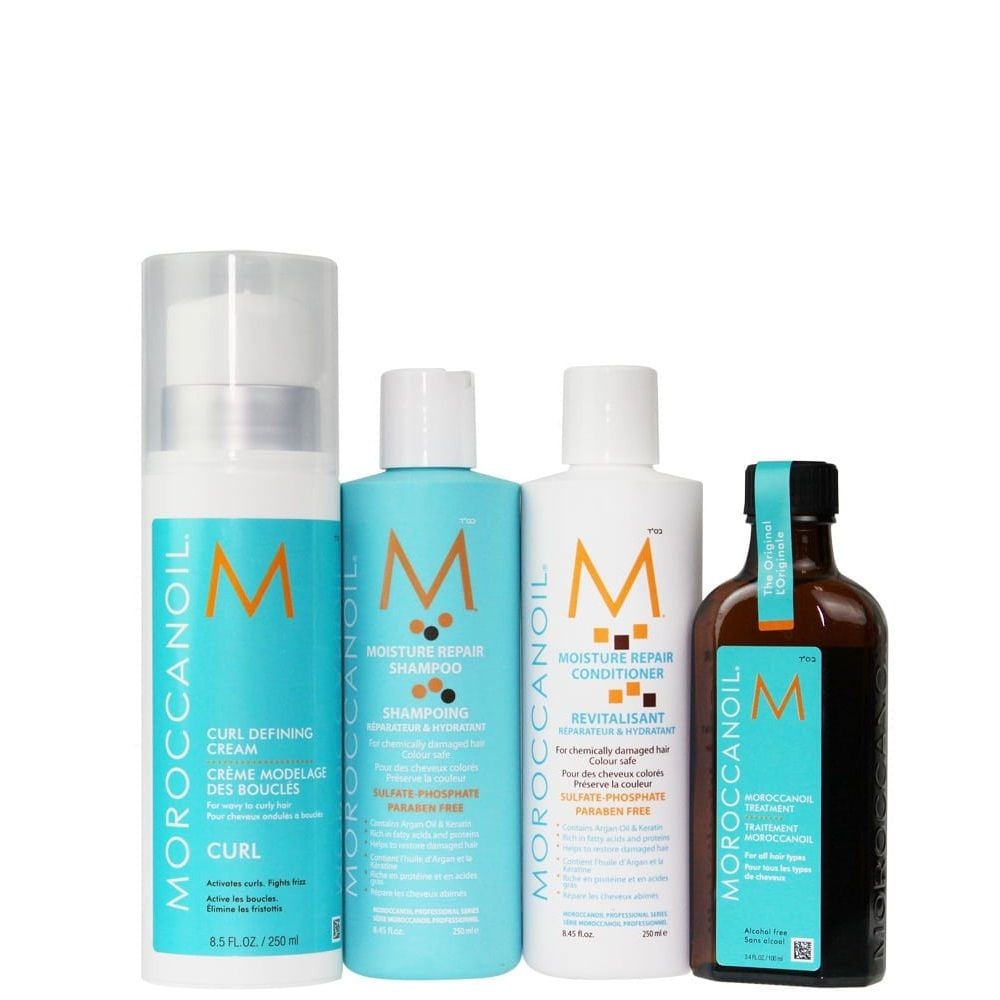 Moroccanoil Special Pack (Repair Shampoo 250ml, Repair Conditioner 250ml, Curl Defining Cream 250ml, Treatment 50ml)