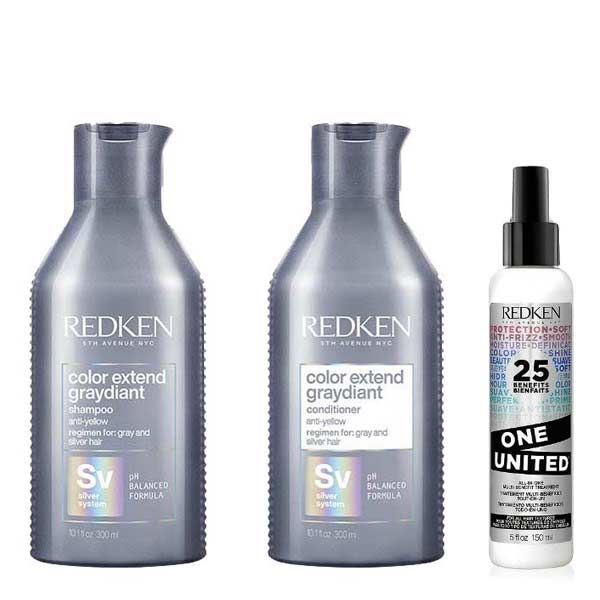 Redken Color Extend Graydiant Color Set (Shampoo 300ml, Conditioner 300ml, One United 150ml)