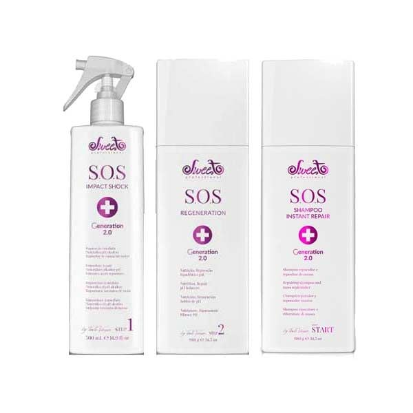 Sweet Professional S.O.S Hair Treatment Set (Step Start 980ml, Step 1 500ml, Step 2 980ml)