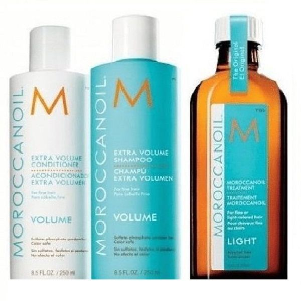 Moroccanoil Pack3 Volume Shampoo 250ml Volume Conditioner 250ml Oil Treatment Light 100ml