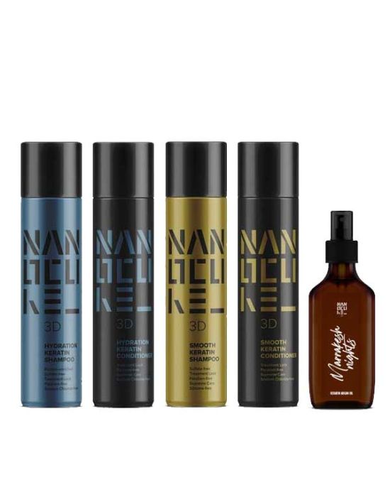 Hyper Keratin Nanocure® Pack(Sm.Shampoo 500ml,Sm.Conditioner 500ml,Hy.Shampoo 500ml,Hy.Conditioner 500ml,Argan Oil 100ml)
