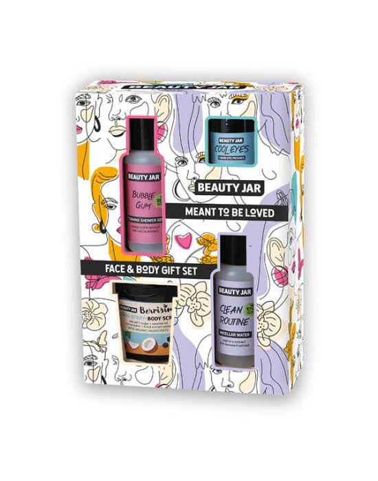 Beauty Jar Meant To Be Loved Gift Set (Liquid Eye Patches 15ml, Body Scrub 190gr, Shower Gel 80ml, Micellar Water 80ml)