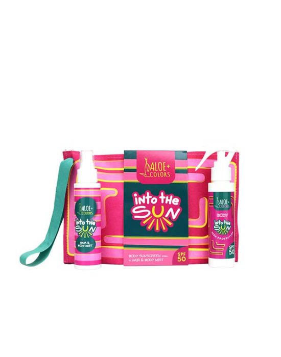 Aloe+Colors Into The Sun Bag SPF50 (Body Sunscreen SPF50 100ml, Hair and Body Mist 100ml)