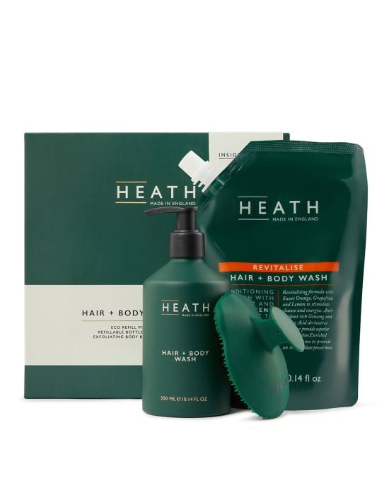 Heath Hair & Body Wash Refill Kit (Revitalise Hair & Body Wash 300ml, Body Brush)