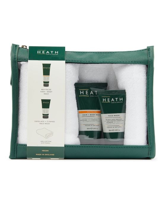 Heath Essential Travel Kit (Revitalise Hair & Body Wash 50ml, Face Wash 30ml, Gym Towel)