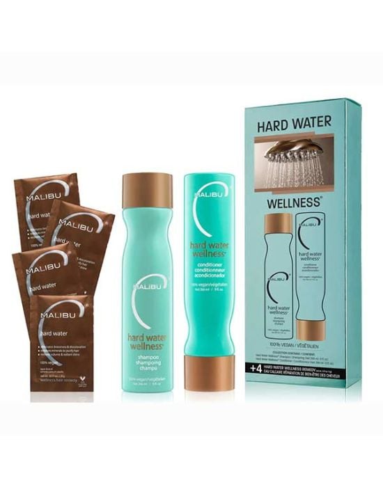 Malibu C Hard Water Wellness Kit (Shampoo 266ml, Conditioner 266ml, Treatment 4x5gr)