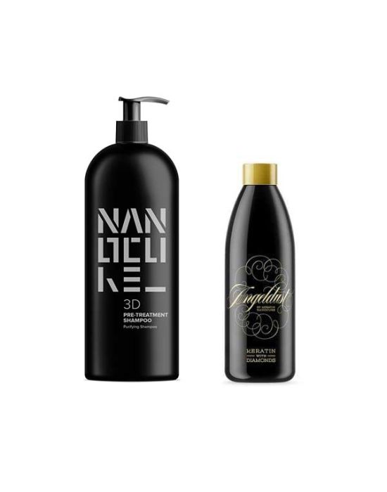 Keratin Nanocure Pre- Keratin Shampoo 1000ml & Angeldust  500ml