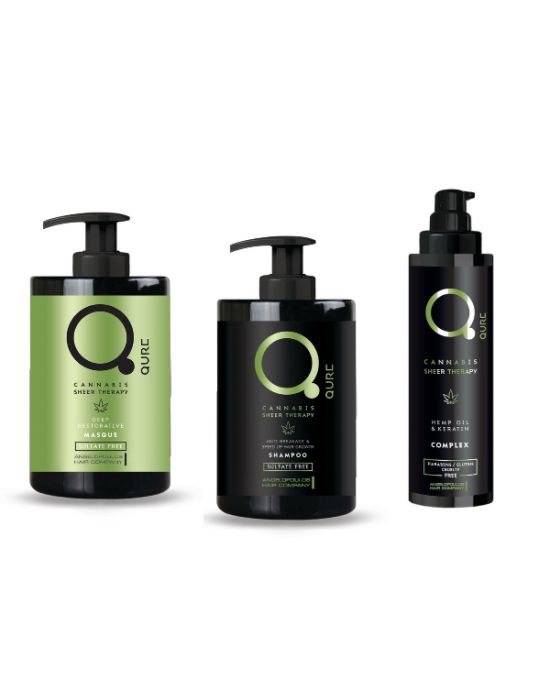 Qure Cannabis Therapy Shampoo & Masque & Oil Set