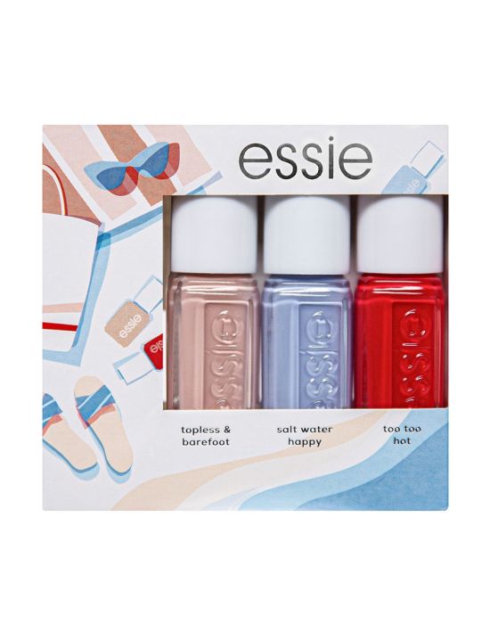  Essie Mini Kit Gift Set (Topless & Barefoot 5ml, Salt Water Happy 5ml, Too Too Hot 5ml)