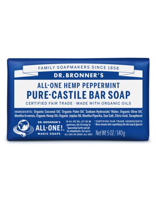Dr Bronner's - Peppermint Pure Castile bar Soap 