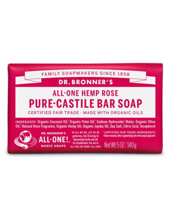 Dr Bronner's - Rose Pure Castile bar Soap 