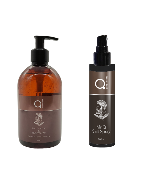 Qure Daily Hair & Body Soap 500ml & MrQ Salt Spray 200ml