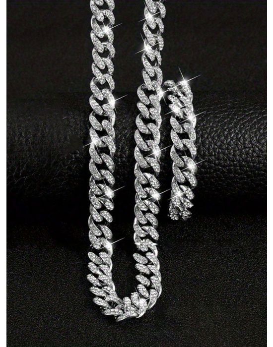 Diamond-studded  Hip Hop Chain Necklace 60cm