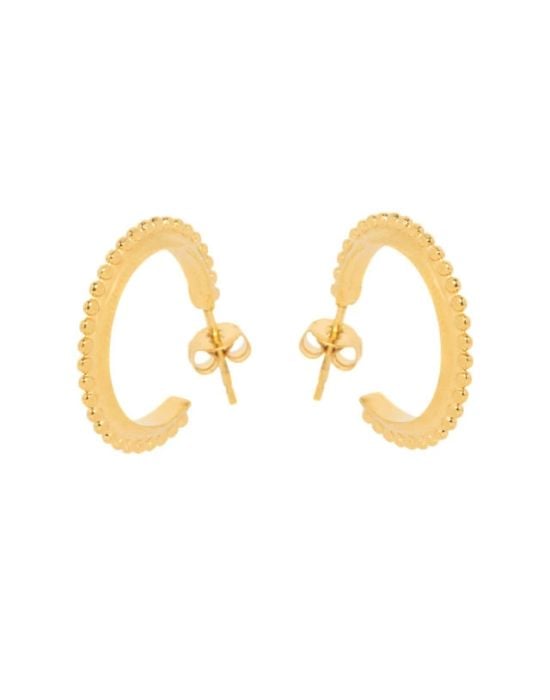 Earrings Hoops Dots 20mm Gold