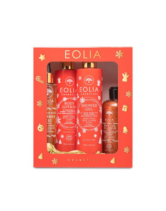 Eolia Cosmetics Gift Box X-mas Edition Με Άρωμα Μελομακάρονο (body Lotion - Shower Gel - Body Gel Oil Scrub - Body Mist)