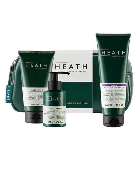 Heath The Ultimate Grooming Experience Kit Limited Edition (Relax Hair & Body Wash 250ml, Face Wash 150ml, Moisturiser 100ml)