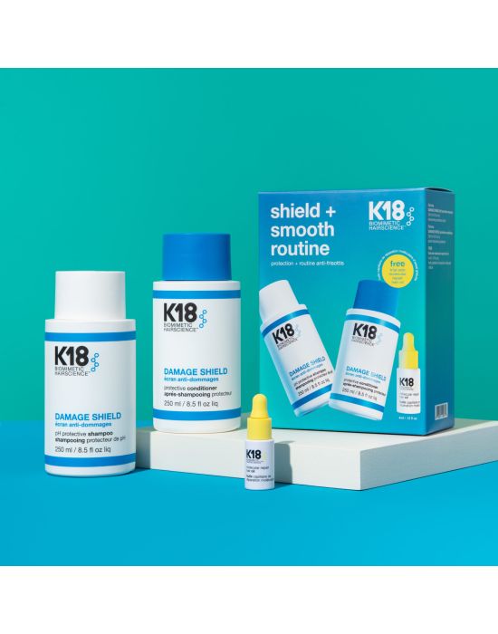 K18 Shield + Smooth Routine (Damage Shield shampoo 250ml & Damage Shield Conditioner 250ml & ΔΩΡΟ Molecular Repair Oil 10ml)