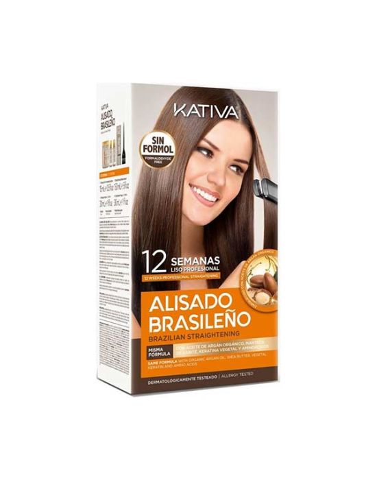 Kativa Alisado Brasileno Kit (Pre Treatment Sh. 15ml, Treatment 150ml, Shampoo 30ml, Conditioner 30ml)