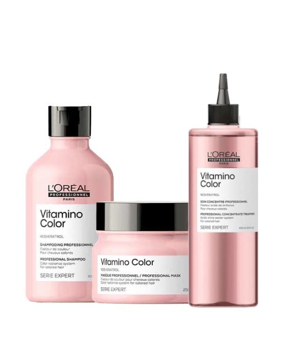 L’Oreal Professionnel Serie Expert Vitamino Color Trio Set (Shampoo 300ml, Mask 250ml & Concentrate Treatment 400ml)