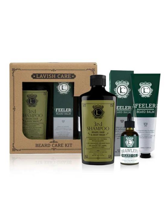 Lavish Care Beard Kit 1 ( 3 in 1 Shampoo 300ml, Feeler Beard Balm 100ml,Brawler’s Cannabis Beard Oil 30ml)