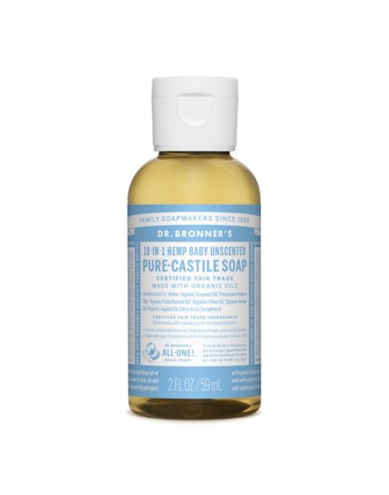Dr Bronner's - Baby Unscented Pure castile Liquid soap 59ml
