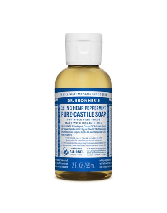 Dr Bronner's - Peppermint Pure Castile Liquid soap 59ml