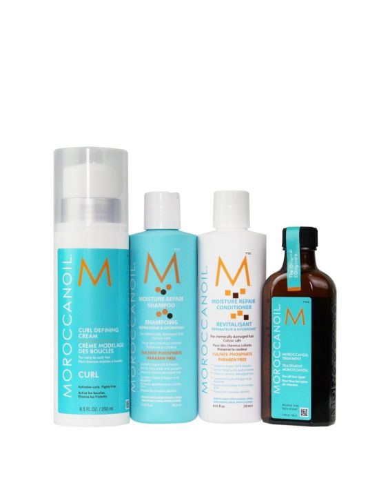 Moroccanoil Special Pack (Repair Shampoo 250ml, Repair Conditioner 250ml, Curl Defining Cream 250ml, Treatment 50ml)
