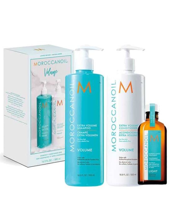 Moroccanoil Volume Set (Shampoo & Conditioner Duo 500ml, Oil Treatment Light 50ml)