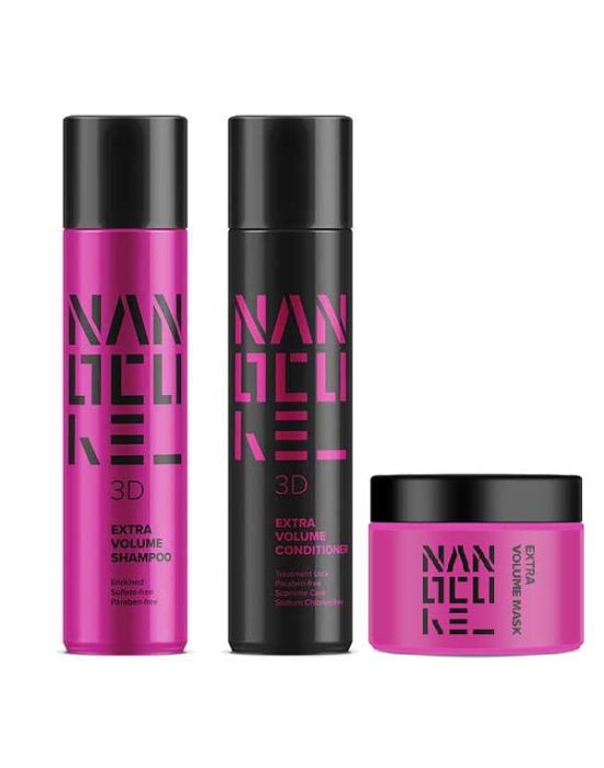 Keratin Nanocure® 3D Extra Volume Set (Shampoo 500ml, Conditioner 500ml, Mask 250ml)