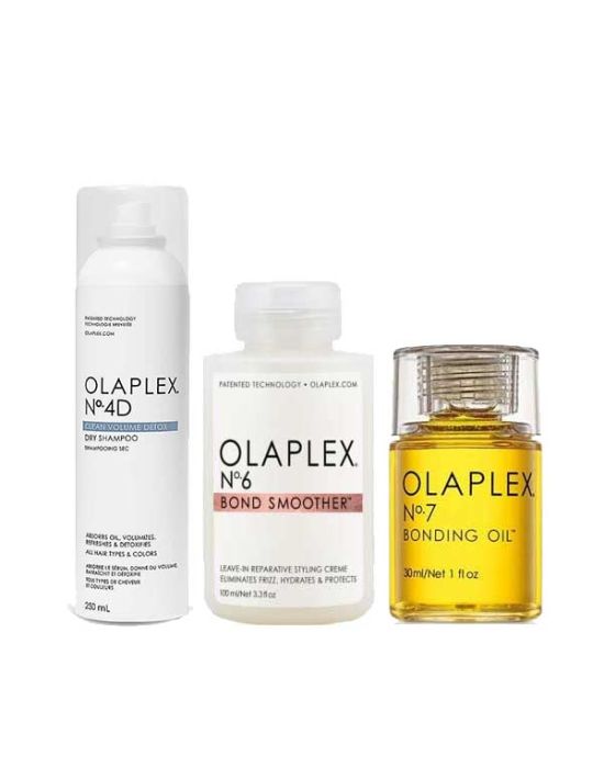 Olaplex Hair Treatment Set (No.4D  Dry Shampoo 250ml, No.6 Bond Smoother 100ml, No.7 Bonding Oil 30ml)