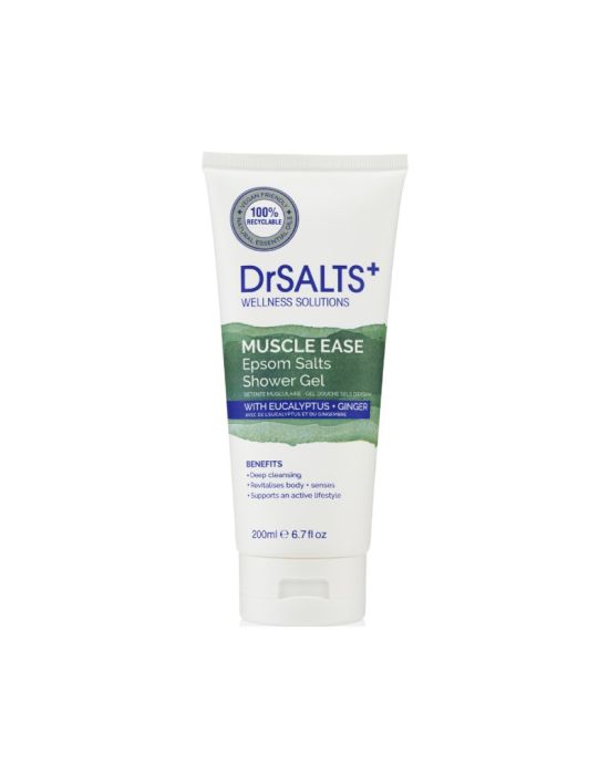 Dr Salts+ Muscle Ease Epsom Salts Shower Gel with Eucalyptus and Ginger 200ml