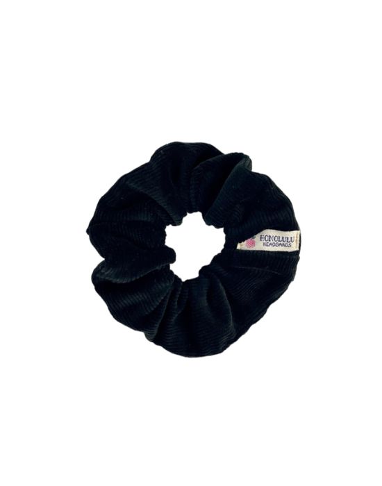 Honolulu Headbands Black Corduroy Scrunchie