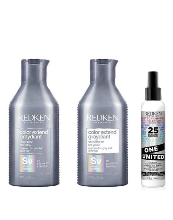 Redken Color Extend Graydiant Color Set (Shampoo 300ml, Conditioner 300ml, One United 150ml)