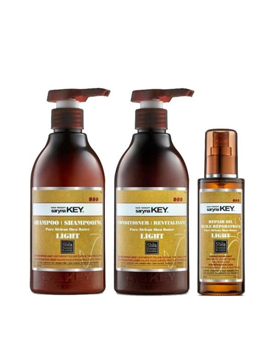 Saryna Key Damage Repair Light Set (Shampoo 300ml, Conditioner 300ml, Oil 105ml)