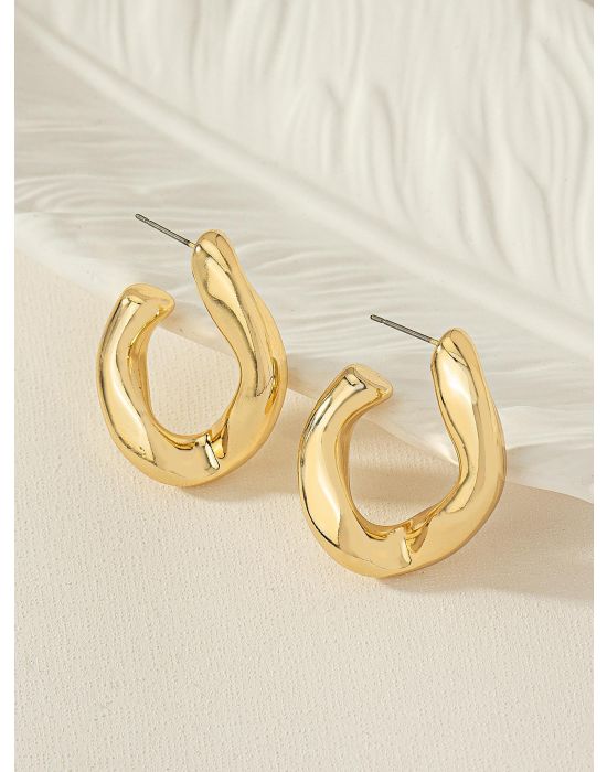 Minimalist Cuff Hoop Earrings Gold