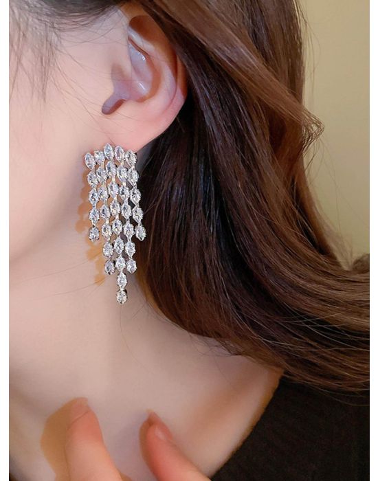 Rhinestone Tassel Drop Earrings