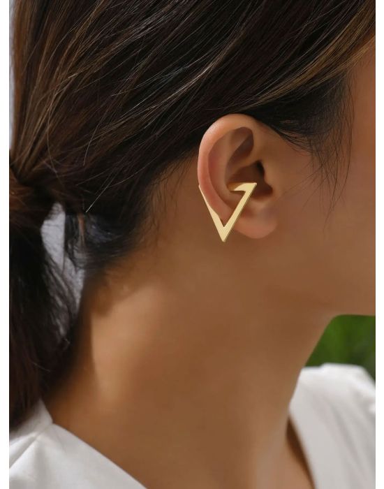 Gold Plated Triangle Ear Cuff Non-pierced Fake Earring 1pc