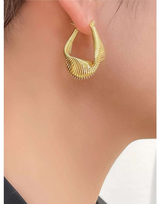 Twisted Irregular Coil Design 18k Gold-plated Stainless Steel Earrings